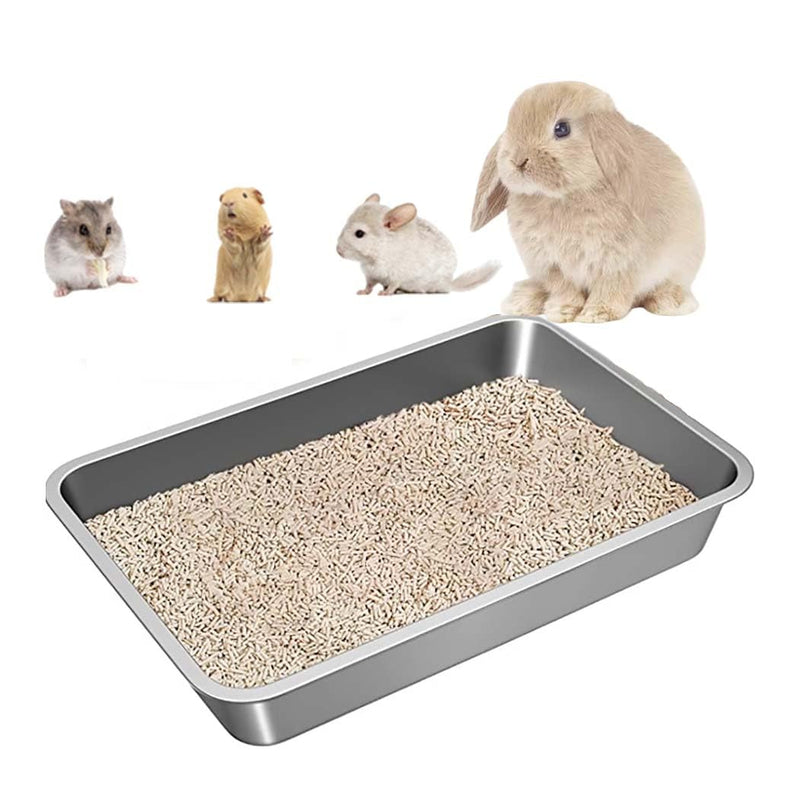 GRFELI Cat litter box made of stainless steel, large box for cats and rabbits, never absorbs odours, easy to clean (60 x 40 x 10 cm)... 60 x 40 x 10 cm - PawsPlanet Australia
