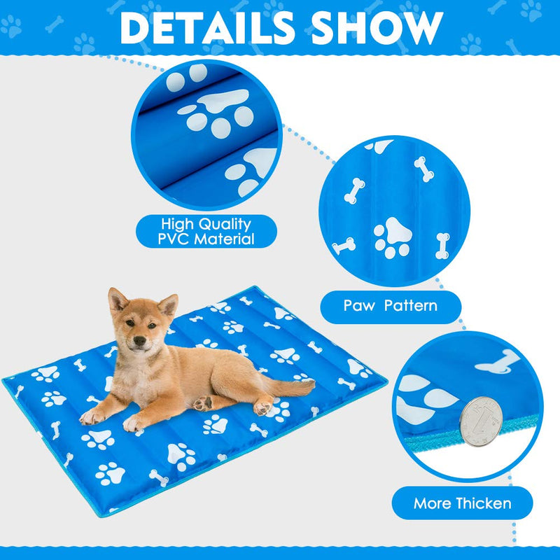 Dog Cooling Mat - Summer Cool Pad Comfortable Durable Pet Ice Cool Bed for Small Medium Large Dogs Cats Indoor & Outdoor Using, Cute Paw & Bone Pattern, X-Large Extra Large - 47.2" x 29.5" - PawsPlanet Australia