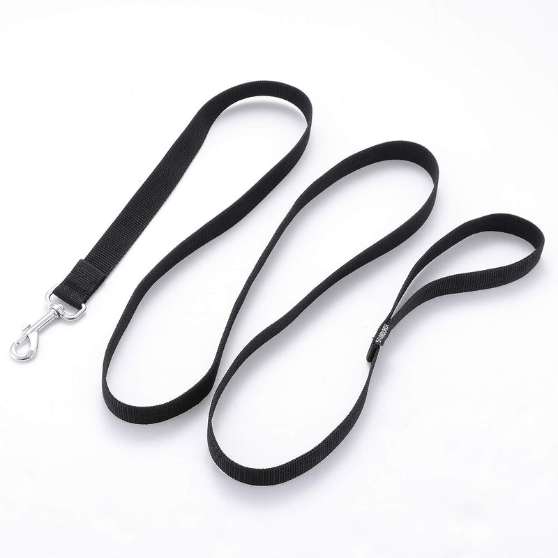 [Australia] - Siumouhoi Strong Durable Nylon Dog Training Leash, 1 Inch Wide Traction Rope, 6 ft 10ft 15ft Long, for Small and Medium Dog 6Feet Black 