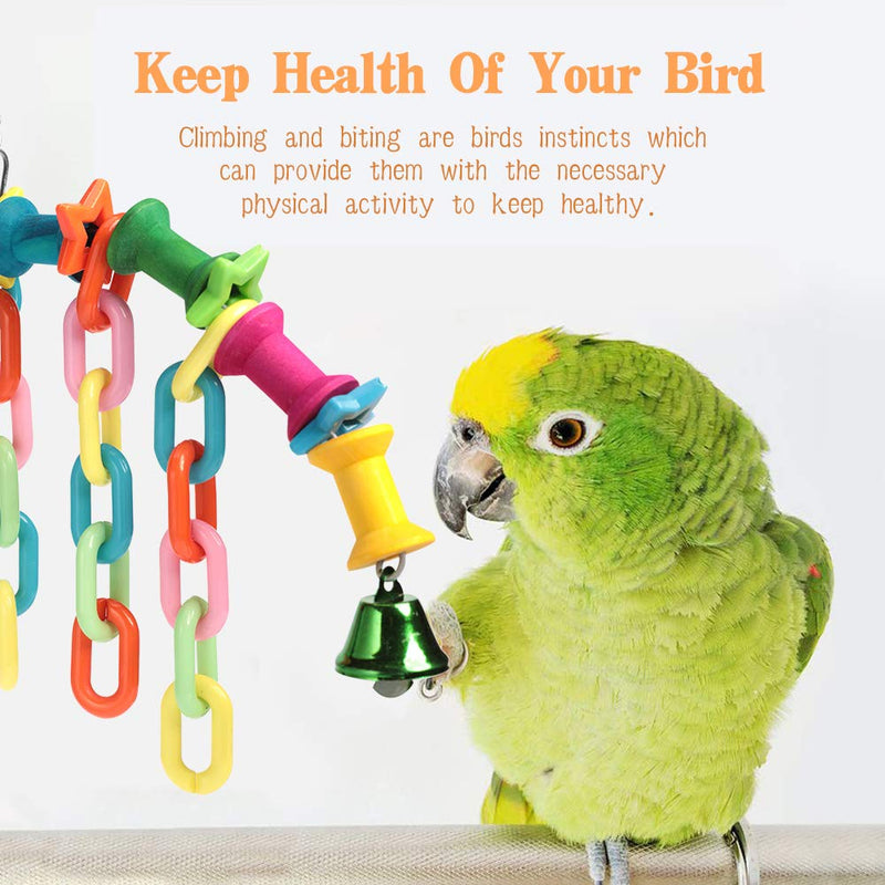 [Australia] - ShellKingdom Parrot Toys,Bird Hanging Wooden Ladder and Bird Hammock Chew Perches Cage Finch Toy with Bells for Bird Macaws Cockatiels Parakeets African Grey Parrot Lorikeets Conures 