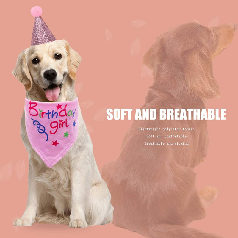 YOFASEN Dog Bandanas - Washable Doggie Birthday Triangle Scarfs with Hat for Medium and Large Pets, Pink - PawsPlanet Australia