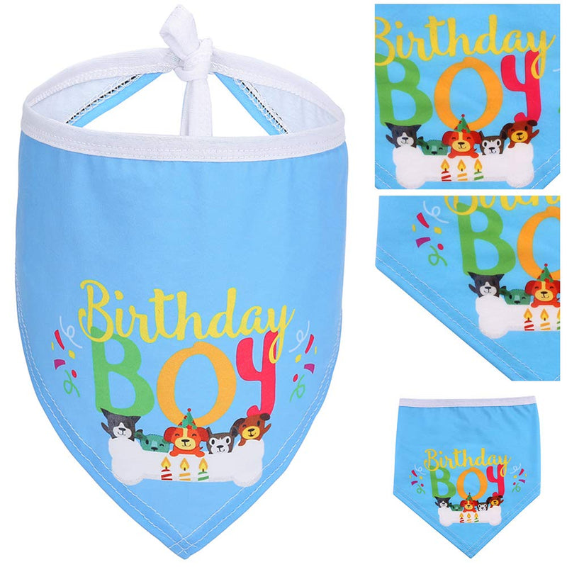 Dog Birthday Bandana Hat, 2pcs Cute Dog Birthday Candles Cake Hat with Triangle Bib Scarf for Girls Boys,Happy Birthday Boy Print Outfit for Your Lovely Dog Puppy Pet Birthday Supplies Blue - PawsPlanet Australia