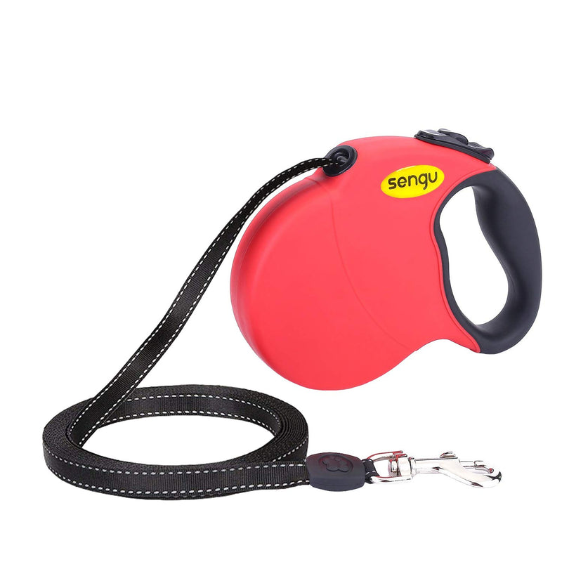 [Australia] - Retractable Dog Leash 16ft, Strong Durable Walking Leash Large Medium Small Dogs 110lbs, Comfortable Anti-Slip Handle Reflective Ribbon Cord One Hand Operation YujueShop 16ft /196in red 