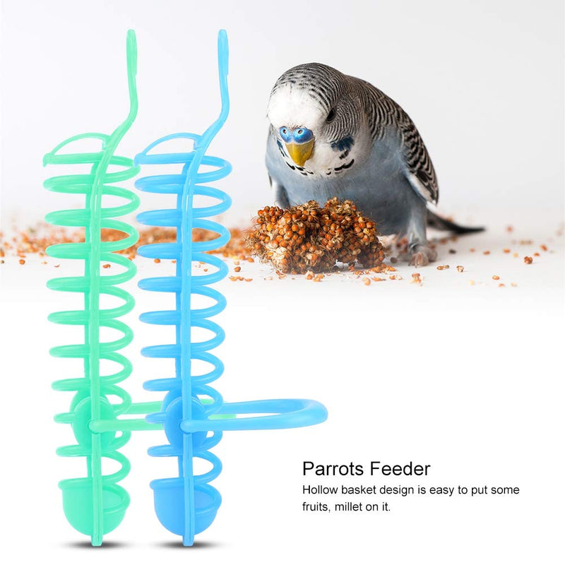 [Australia] - Parrots Feeder Basket Plastic Food Fruit Feeding Perch Stand Holder for Pet Bird Supplies Fruit Vegetable Millet Container Green 