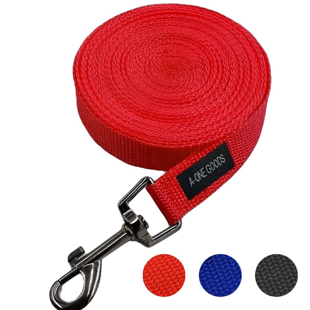 Dog Training Leash 50ft, 30ft, 20ft, and 15ft Long Leads, for Dog Training | Extra Long Line Dog Leash with Handle Great for Puppies & Dogs Training |Dog Leash| Nylon Durable Traction Rope Red - PawsPlanet Australia