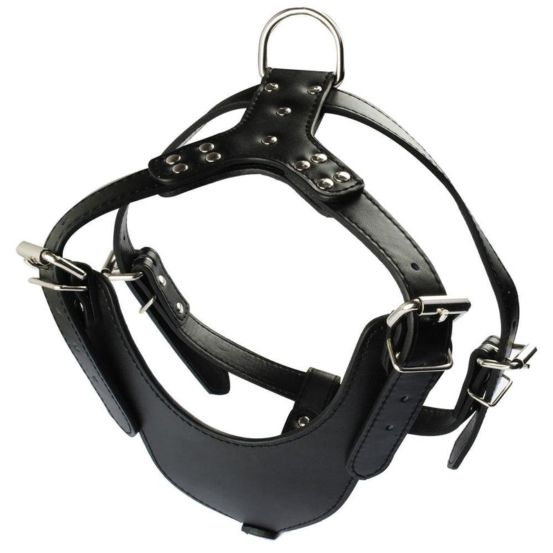 [Australia] - haoyueer New Soft Leather Dog Harness Large Pitbull Mastiff Boxer Bully Chest for 26~34" Adjustable Black 