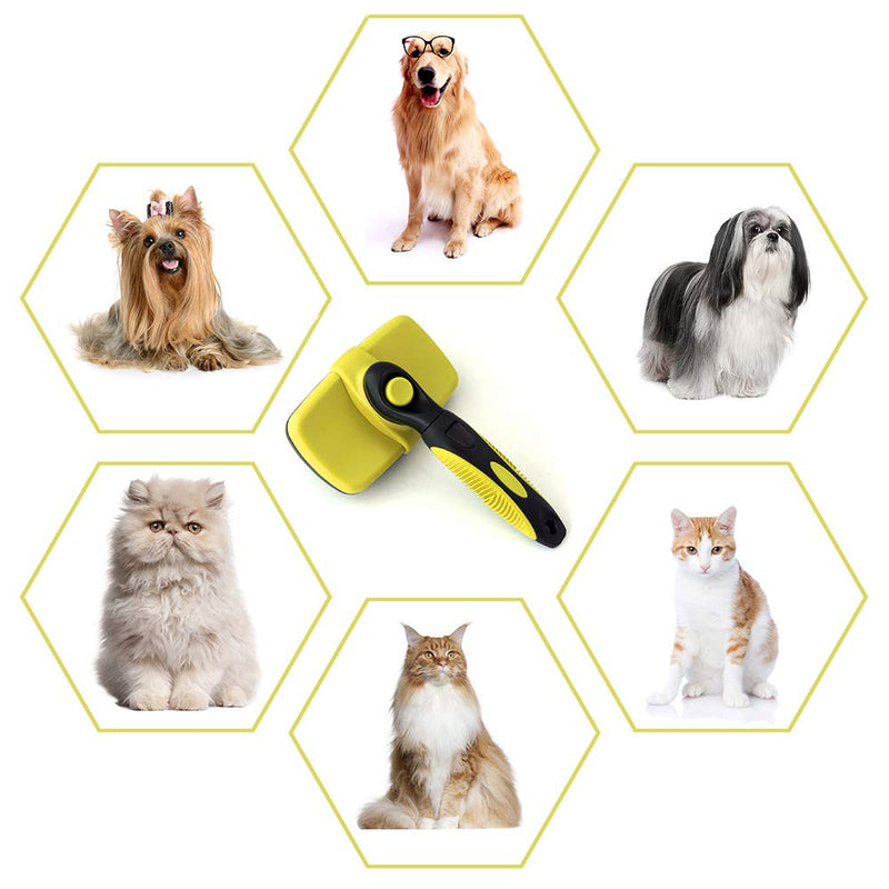 [Australia] - Dog & Cat Brush - Pro Grooming Brush Won't Scratch Your Pet's Skin - The Dog Brushes Shedding Grooming Tools is Suitable for Dogs & Cats with Long and Short Hair yellow 