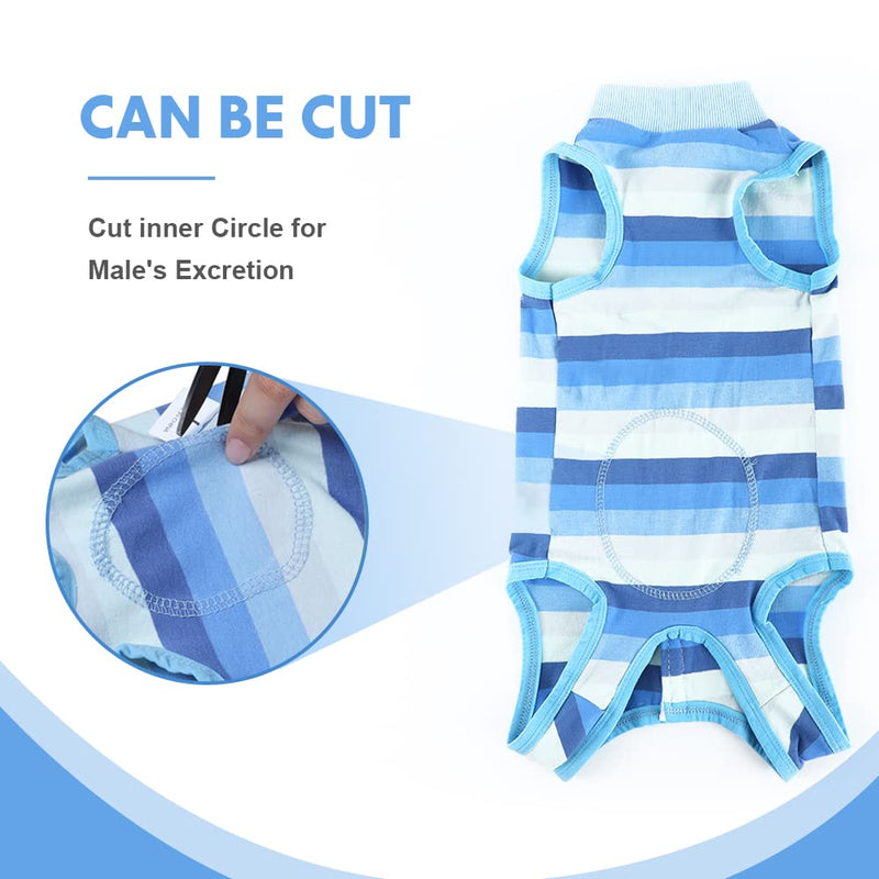 Vanansa Dog Surgery Recovery Suit, Dog Recovery Suit after Surgery, Elastic Dog Onsie for Small Medium Large Dogs to Protect Abdominal Wounds Anti-Licking, Blue Stripe, S - PawsPlanet Australia