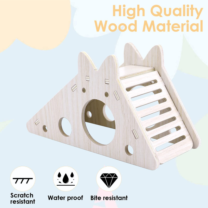 Molain Hamster House with Ladder and Slide, Wooden Hamster Play Toy House Small Animal Activity Toy DIY Hamster Cage Accessories for Small Pets - PawsPlanet Australia