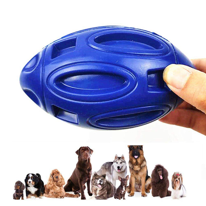 YF Dog Ball Indestructible Dog Toys, Tough Rubber Dog Rugby Ball Dog Chew Toy with Squeaker for Aggressive Chewers, Large/Medium Breed Dog Blue - PawsPlanet Australia