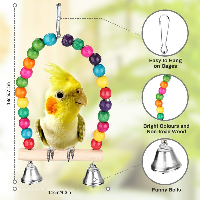 Laelr Bird Cage Toys 8 Pcs Parrot Swing Chewing Toy Set Budgie Toys for Cage Bird Hammock Bell Haning Toys for Conures/Cockatiels/Love Birds/Small Birds - PawsPlanet Australia