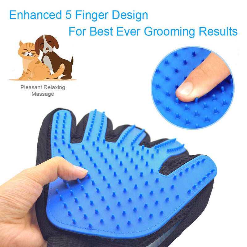 Pet Hair Remover Glove Pet Grooming Brush Glove Set, Premium Deshedding glove for easy, Massage Mitt with Enhanced Five Finger Design, Perfect for Dogs Cats with Long Short Fur (One Pair) - PawsPlanet Australia