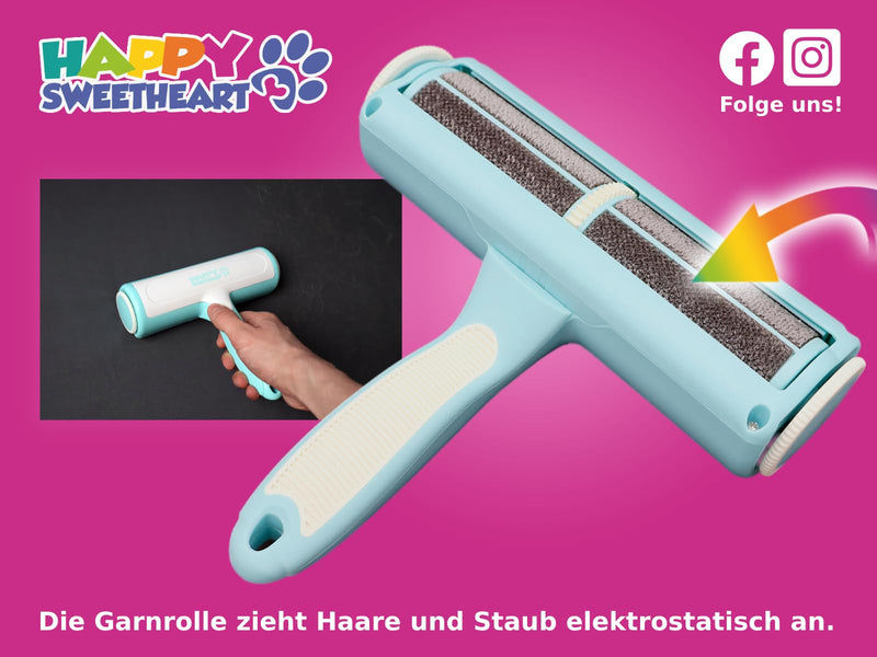 HAPPY SWEETHEART Animal Hair Remover - Premium Lint Roller Dog and Cat Hair Remover - Reusable Brush - Lint Brush Animal Hair with Collection Container - PawsPlanet Australia