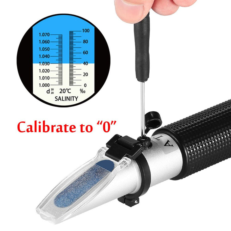 Seawater Salinity Refractometer,V-Resourcing Automatic Temperature Compensation Sea Water Salinity Measurer for Aquarium, Hydrometer, 0-100ppt & 1.000-1.070 Salinity Specific Gravity - PawsPlanet Australia