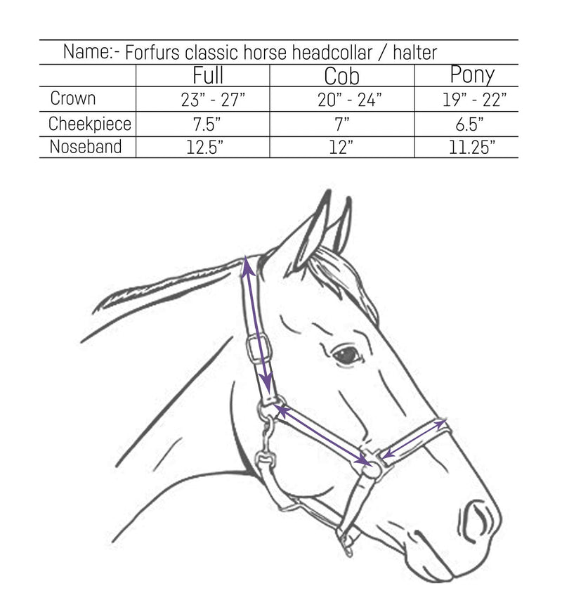 Forfurs Classic Horse headcollar/ Halter (Cob, Hot Pink) Cob - PawsPlanet Australia