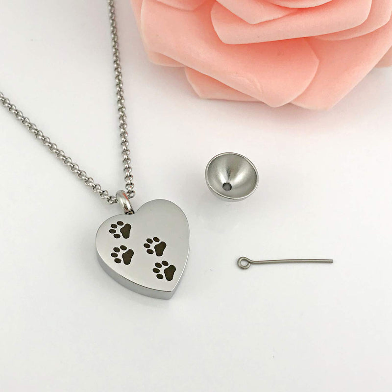 Urn Necklaces for Human Ashes Forever in My Heart Cremation Jewelry Necklace Pendant Funnel Filler Kit Dog paw urn - PawsPlanet Australia