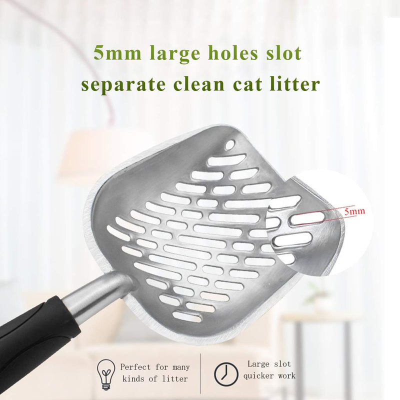 Andiker Metal Cat Litter Scoop Durable Large Litter Box Sifter with Ergonomic Long Handle and Large Holes Slot Pet Litter Shovel Easy to Clean (grey) grey - PawsPlanet Australia