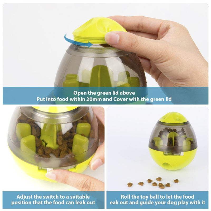 Dog Food Ball, Lesfit Pet Food Dispenser Toys IQ Treat Interactive Feeder Balls Smart Puzzle Toy for Dogs and Cats (Green) - PawsPlanet Australia