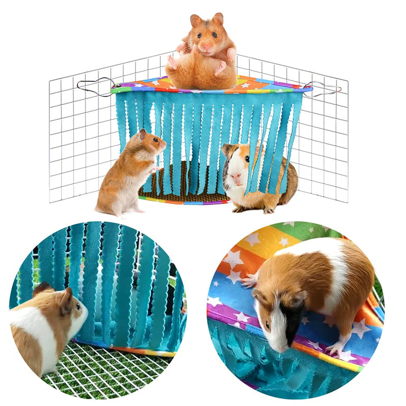 Guinea Pig Hideout - HOMEYA 2IN1 Corner Fleece Forest Hideaway Hammock & Reversible Sleeping Mat Bed for Hamster, Ferrets, Chinchillas, Rats, Bunny and Other Small Animals -House Toy Cage Accessories - PawsPlanet Australia