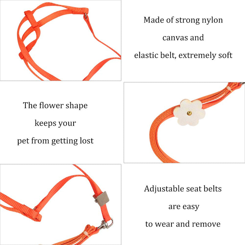 XYDZ Bird Harness Parrot Leash Flying Anti-Bite Traction Rope Bird Training Outdoor Carrying Flight Rop Adjustable Fit Budgerigar Lovebird Cockatiel Mynah Scarlet Macaw Small Bird - Orange - PawsPlanet Australia