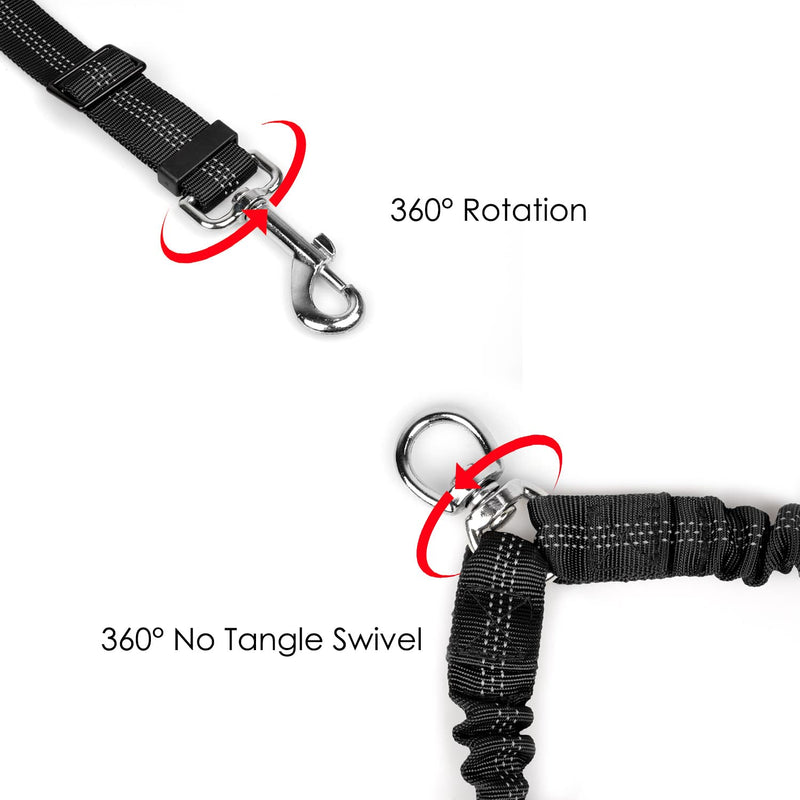 AUTOWT Double Dog Leash, No Tangle 360° Swivel Rotation Reflective Lead Attachment Adjustable Length Dual Two Dog Lead Splitter, Comfortable Shock Absorbing Walking Training for 2 Dogs Medium >20lbs Black-Adjustable - PawsPlanet Australia