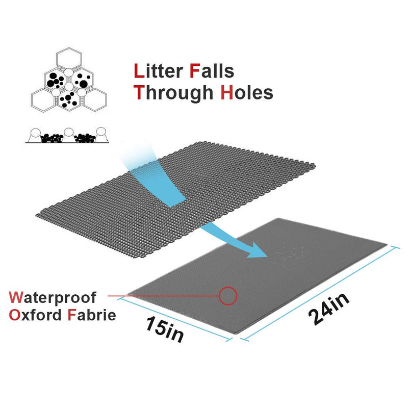 ASOBEAGE Cat litter box mat, cat litter underlay, honeycomb design mat, waterproof double layer design, honeycomb, 38 x 61 cm (grey) 38 x 61 cm (pack of 1) - PawsPlanet Australia