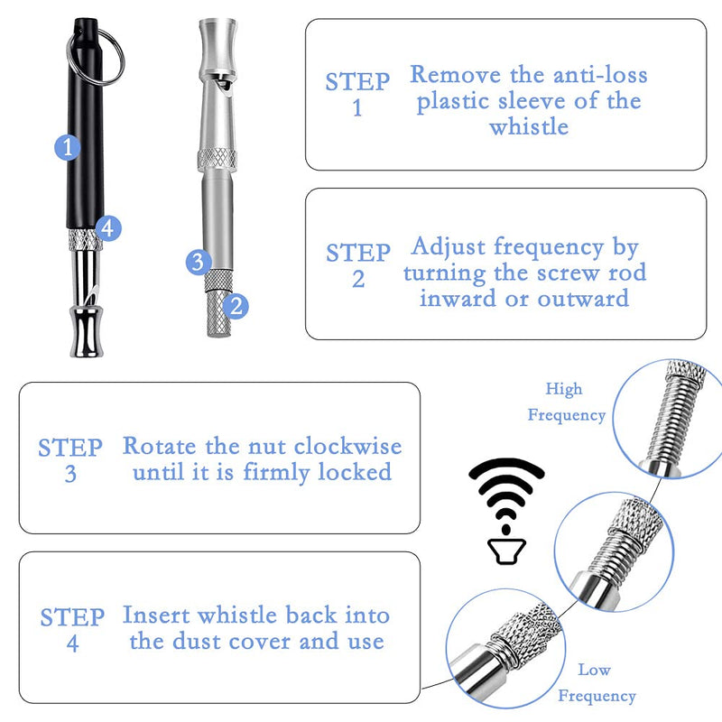 Ultrasonic Dog Whistle for Recall Stop Barking, Professional Dog Training Clicker Set Adjustable Frequencies, Lanyard Included - PawsPlanet Australia