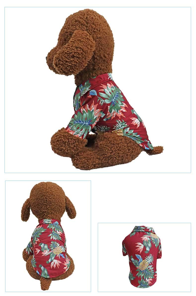 LHYZ PARK Hawaiian Beach Print Pet Dog Cat T-Shirts Cute for Small to Medium Dog Cats Cool Summer Vest Camp Shirt Clothes XS(Chest ~10.8" | Weight in 1~3 lbs) RED - PawsPlanet Australia