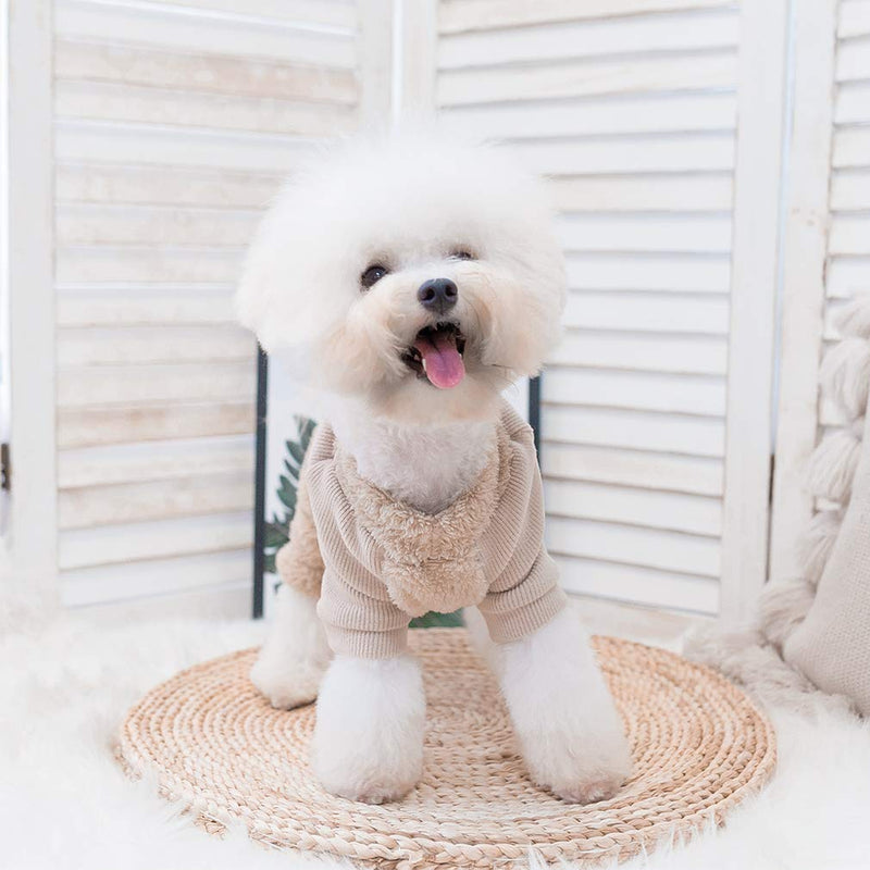 [Australia] - KOOLTAIL Dog Pajamas - Soft and Warm Fleece Dog Sweater, Dog Winter Coat, Stretchable Dog Jumpsuit, Lightweight Dog Clothes Outfit, for Small Medium Large Dog Cream 