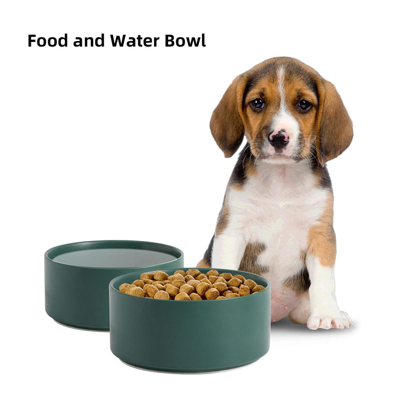 Havniva Raised Non-Slip Ceramics Dog Bowl for Medium and Large Dog Adjustable Height Dog Bowl Dog Food Bowl Dog Dish Cat Water Bowl Protect Cervical Spine 6inch Bowl - Green - PawsPlanet Australia