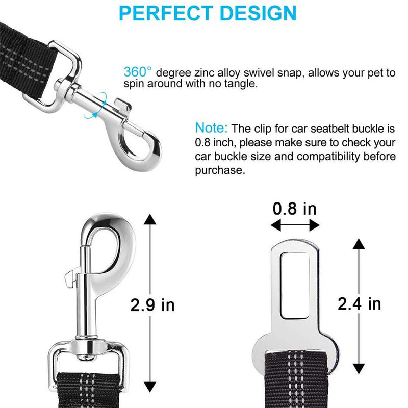 Amacoam Dog Seat Belt for Car Dog Car Seat Belts Dog Car Harnesses Universal with Elastic Shock Absorption and Strong Carabiner Adjustable Dog Seatbelt for Small/Medium/Large Dogs and Cats 2 Pieces - PawsPlanet Australia