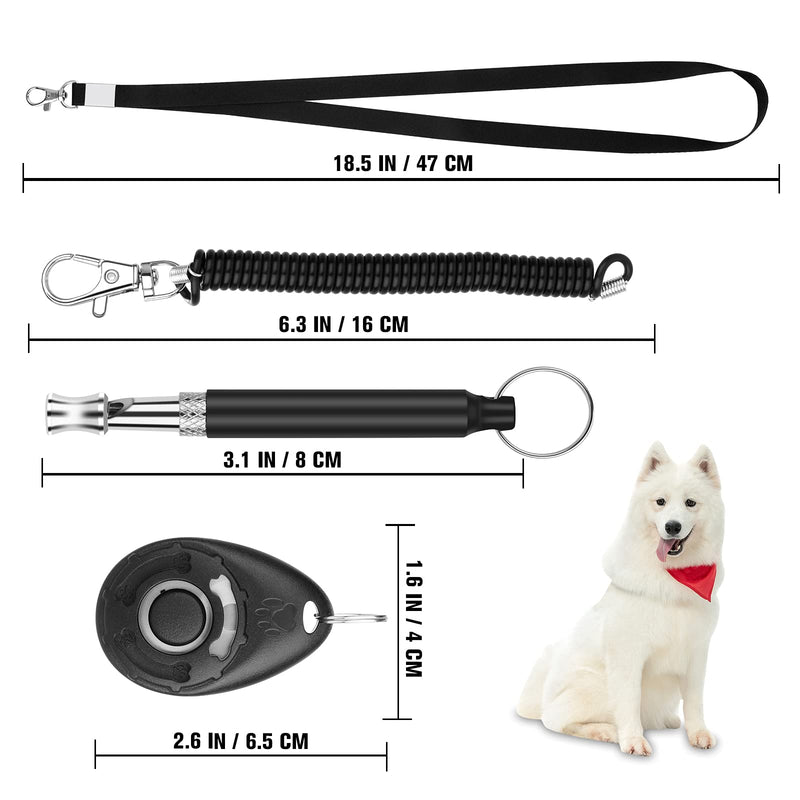 4 Pcs/Set Dog Training Whistle and Clicker, Adjustable Frequency Ultrasonic Dog Whistle with Lanyard, Professional Dog Clicker, Pet Training Kit, Stop Barking, Ideal for Recall Dogs Pet Puppy Training Black - PawsPlanet Australia