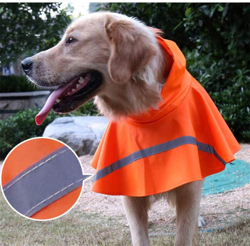 ZPP Pet Dog Raincoat Harness Poncho Hoodies Vest Lifejackets Waterproof Coat Adjustable Snow Lightweight Safe Reflective Strip Anti-Slip Windproof Snowproof Medium Large Puppies Gift Orange - PawsPlanet Australia