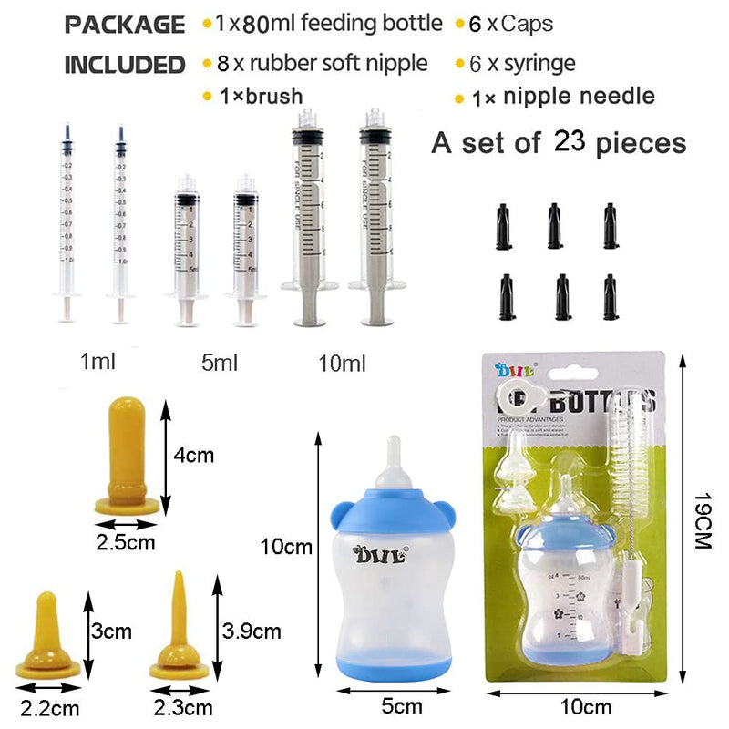 21Pack Newborn Animal Feeder, Puppy, Cat, Kitten,Wildlife Pet Syringe Feeding Kit, Original Nipple with Syringe-s, Feeding Nursing Bottle, Best Suited for Small Mammals Neonates Week Old - PawsPlanet Australia