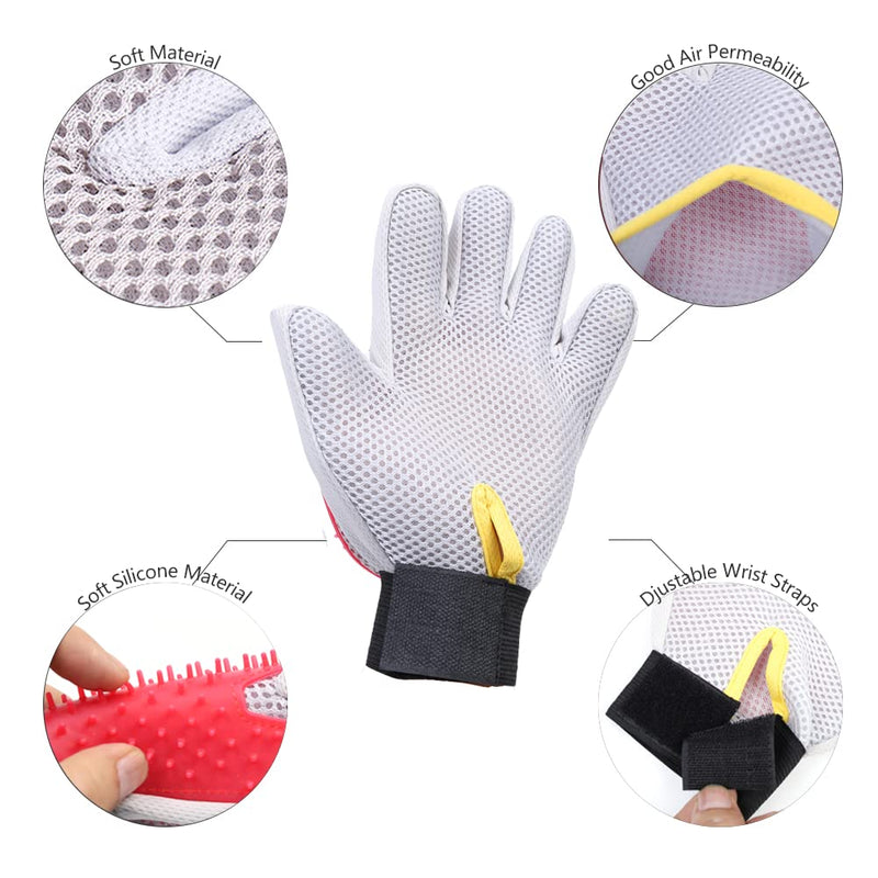Marchul Soft Cat Grooming Gloves, Efficient Pet Hair Remover Massage Mitt, Deshedding Brush Gloves for Cats, Dogs, Rabbits and Horses Red - PawsPlanet Australia