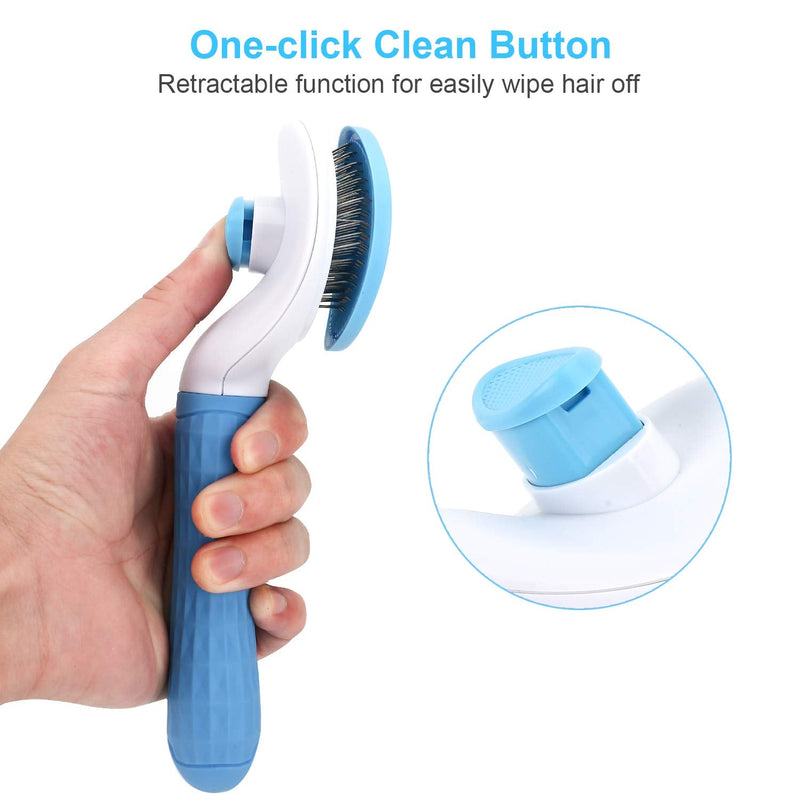 Depets Self Cleaning Slicker Brush, Dog Cat Bunny Pet Grooming Shedding Brush - Easy to Remove Loose Undercoat, Pet Massaging Tool Suitable for Pets with Long or Short Hair - PawsPlanet Australia
