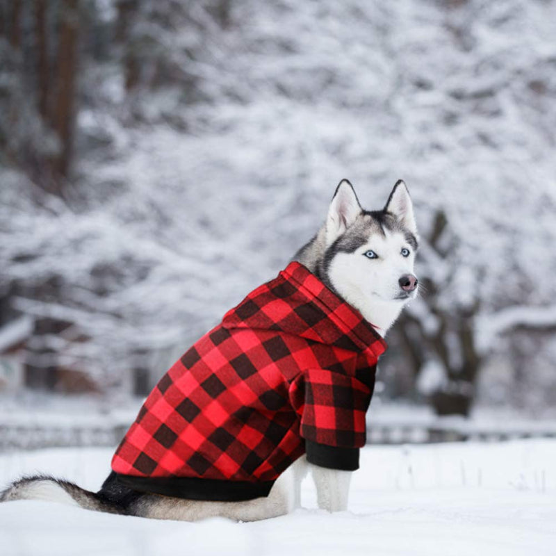 Blaoicni Plaid Dog Hoodie Sweatshirt Sweater for Medium Dogs Cat Puppy Clothes Coat Warm and Soft XL - PawsPlanet Australia