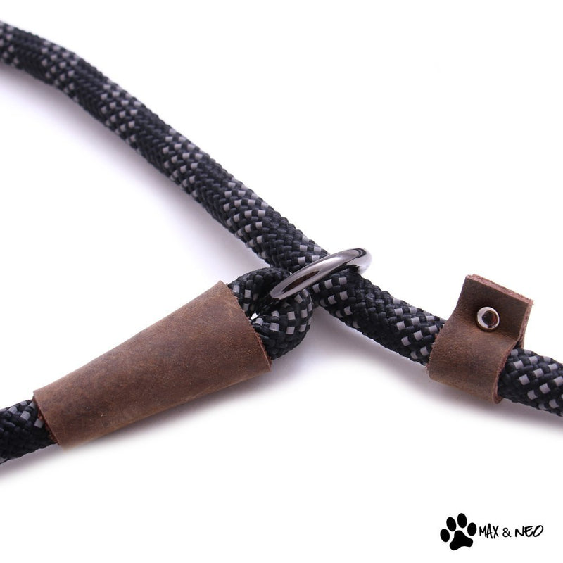 [Australia] - Max and Neo Rope Slip Lead Reflective 5 Foot - We Donate a Leash to a Dog Rescue for Every Leash Sold 5 FT x 1/2" BLACK 