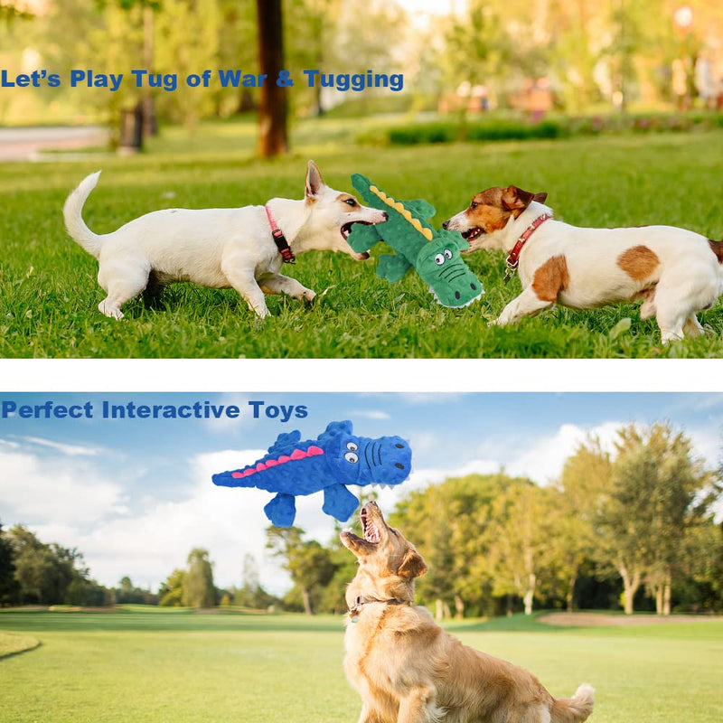 Squeaky Dog Toys, 2 Pcs Interactive Dog Toys for Boredom, Durable Dog Chew Toys with Crinkle Paper, Training Dog Toys for Puppy Small Medium Dogs, Soft Dog Toys for Teeth Clean Blue+Green - PawsPlanet Australia