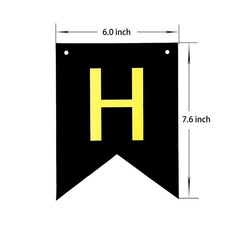 Lovely Black Happy Birthday Banner,Birthday Party Decorations and Supplies,with Shiny Gold Letters, Beautiful, Swallowtail Bunting Flag Garland - PawsPlanet Australia