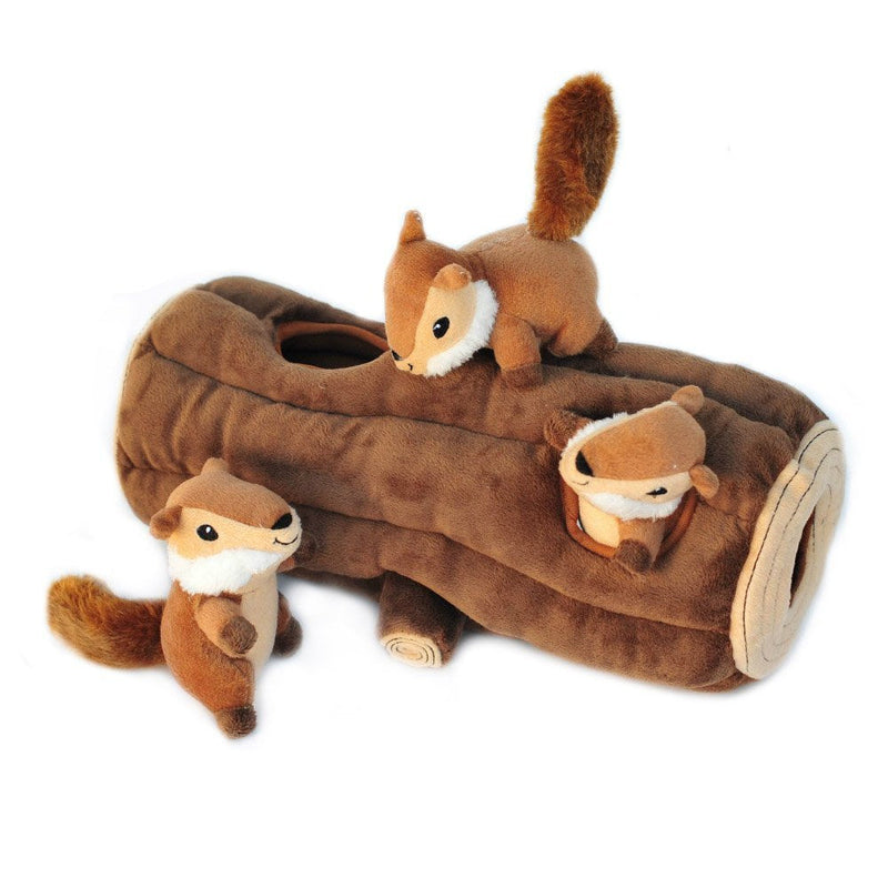 ZippyPaws X-Large Burrow Log and Chipmunks Squeaky Hide and Seek Plush Dog Toy Chipmunks 'n Log - PawsPlanet Australia