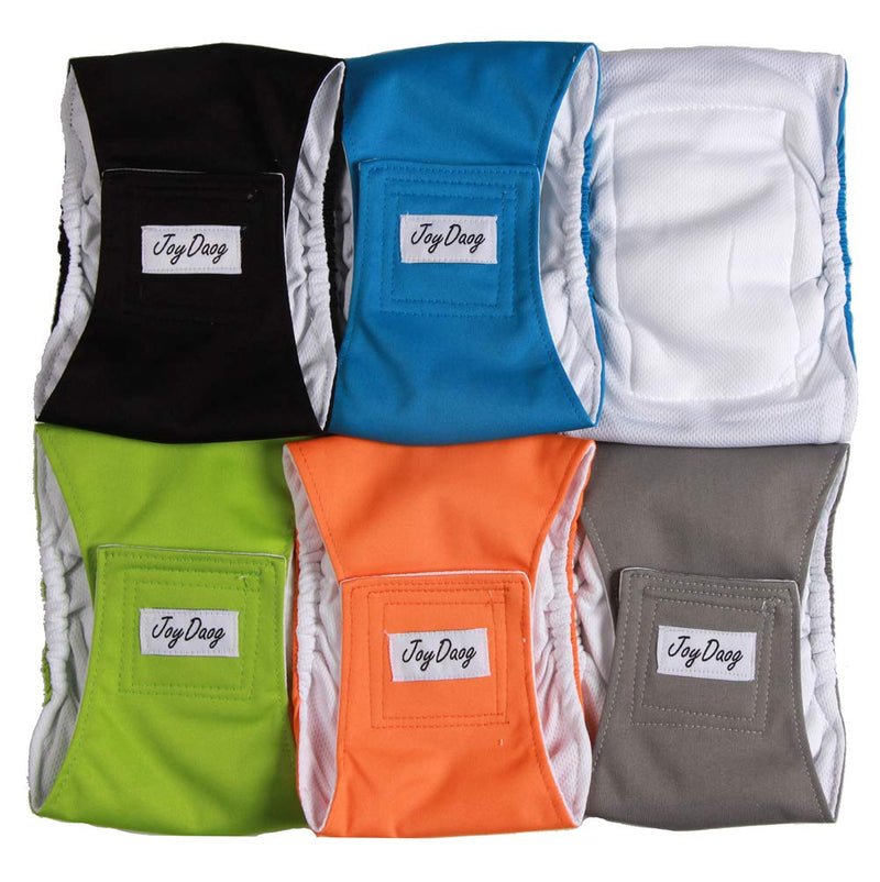 [Australia] - JoyDaog Reusable Belly Bands for Dogs,5 Pack Washable Dog Diapers Male Puppy Nappies Wrap S 5 Solid Colors 