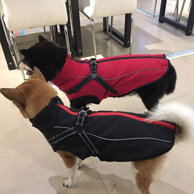 Ctomche Dog Jacket with Harness, Windproof Dog Vest with Reflective Strips Dog Windbreaker Outdoor Warm Dog Vest for Medium and Large Dogs black-S Small (Length: 45CM) - PawsPlanet Australia