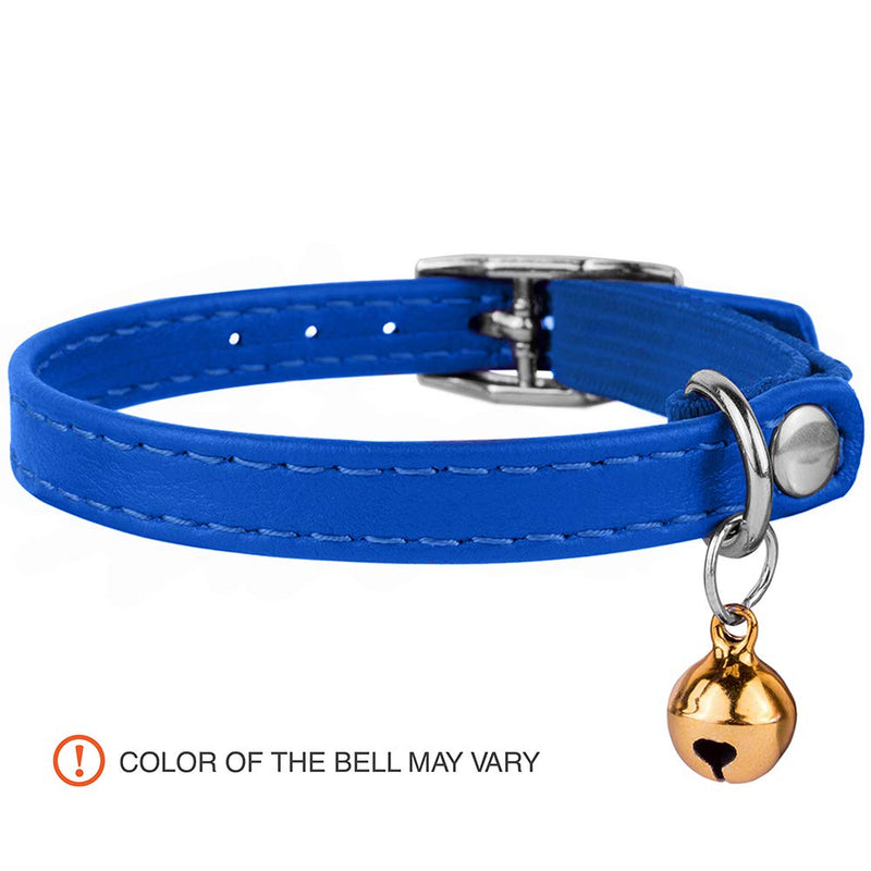 [Australia] - CollarDirect Leather Cat Collar, Cat Safety Collar with Elastic Strap, Kitten Collar for Cat with Bell Black Blue Red Orange Lime Green Neck Fit 9"-11" Navy Blue 