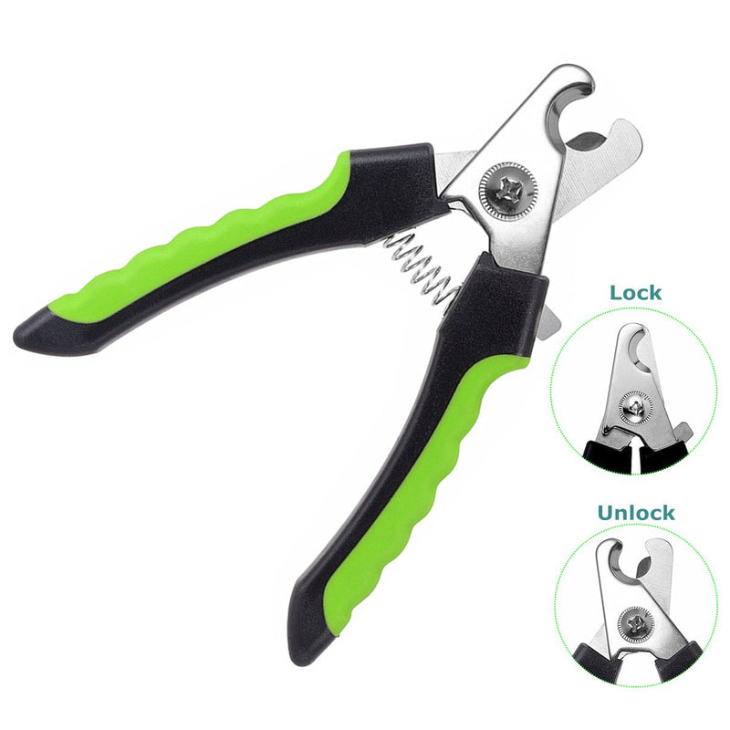 [Australia] - YLTZJCD Dog Nail Clippers Trimmer Pet Nail Clippers with Safety Guard Razor and Nail File, Sharp Blades Buit-in Handle Lock Sturdy Non Slip Handles for Small, Medium and Large Breeds, YL-002 Green 