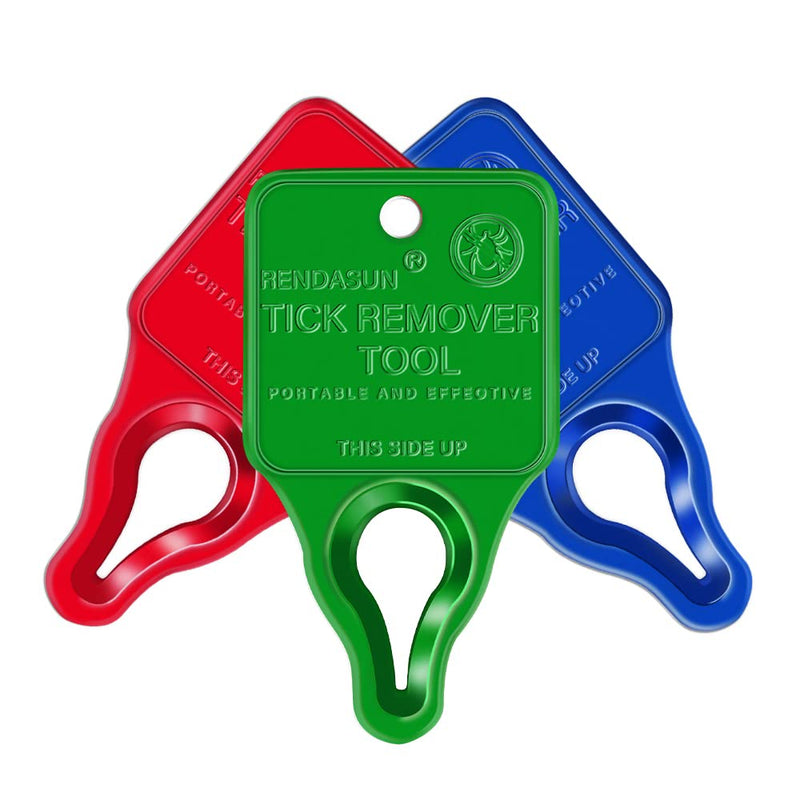 Rendasun Tick Remover Tool, Quick and Safe, and Reliable Suitable for Pets, Animals, and Humans, Essential Tick Remover Tool for Portable Outdoor Living (3 Pack Green Red Blue) - PawsPlanet Australia