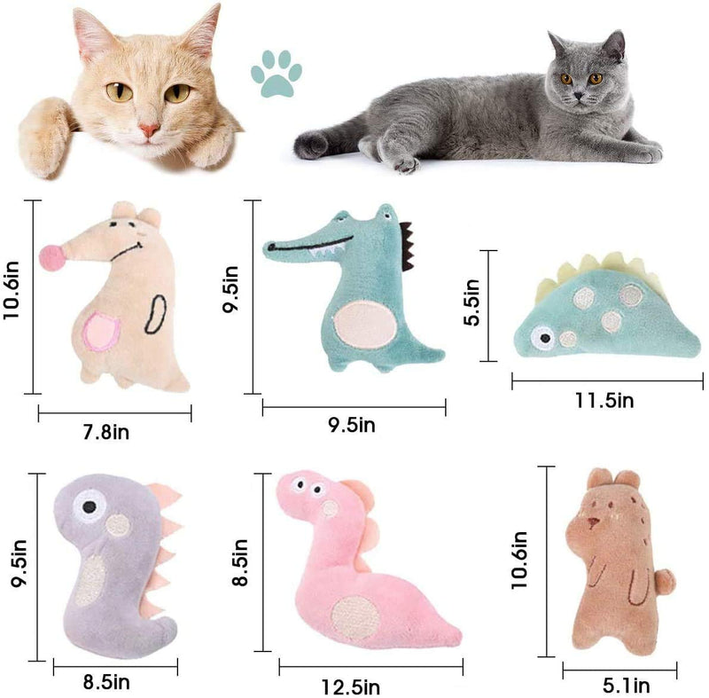 Cat Catnip Toys, 6 Pcs Interactive Cat Toys Cartoon Catnip Chew Toys Soft Plush Cat Pillow Entertaining Toys for Pet Kitten Cat Playing Chewing Grinding Claw Teeth Cleaning (B) B - PawsPlanet Australia