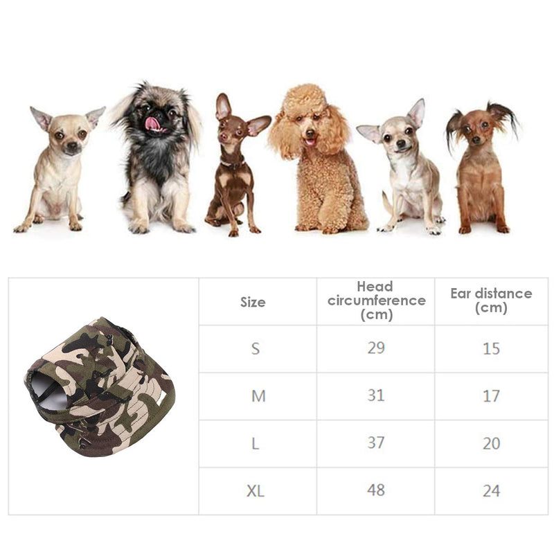 Winnfy Pet Dog Baseball Cap Adjustable Dog Outdoor Baseball Hat with Ear Holes Chin Strap S Camouflage - PawsPlanet Australia