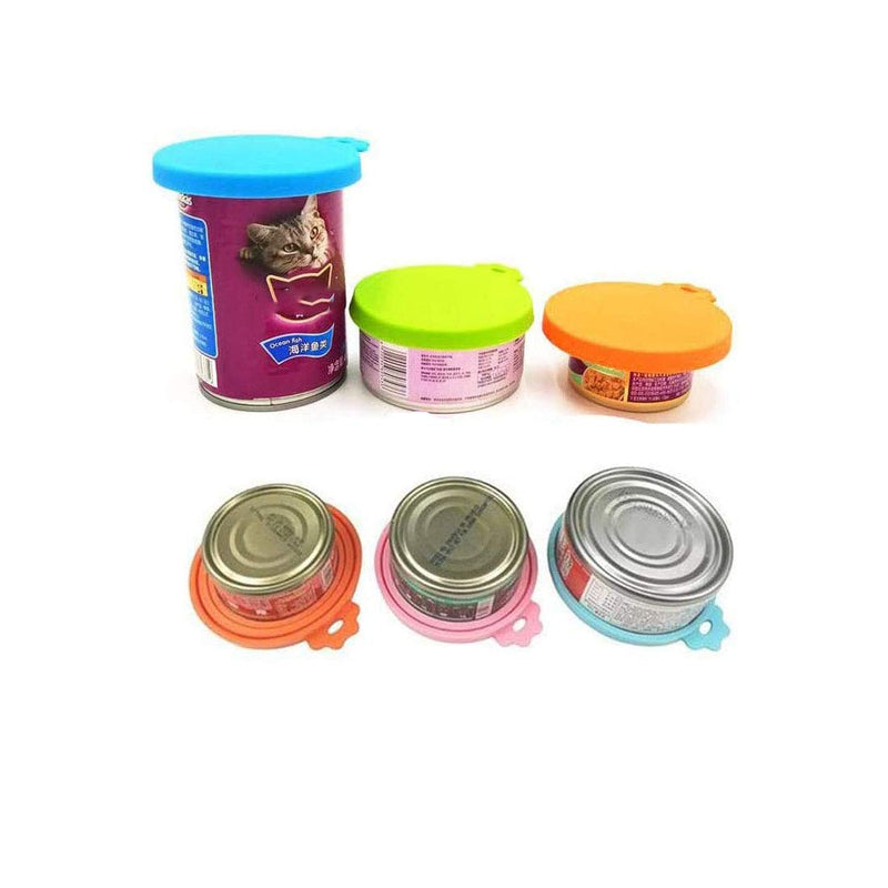 Pet Food Can Covers, 5 Pieces of Silicone Can Lids and Long Handle Feeding Spoon, Food Grade Universal Size Food Cover for Dog Cat Can Food - PawsPlanet Australia