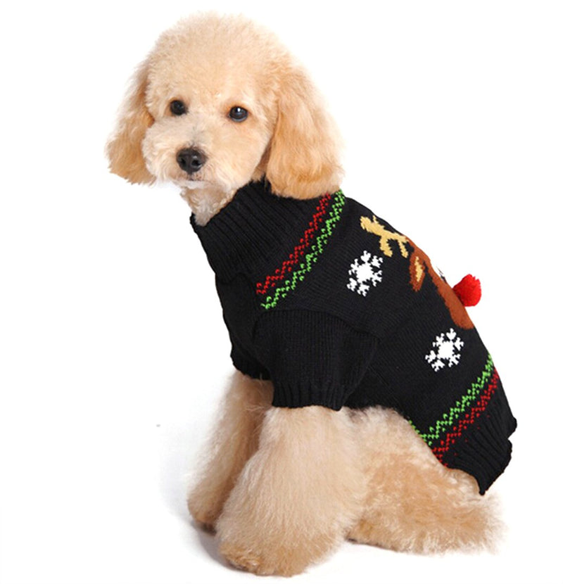 Xiaoyu Dog Sweater Pet Clothes for Dogs Christmas Reindeer, Black, XXS - PawsPlanet Australia